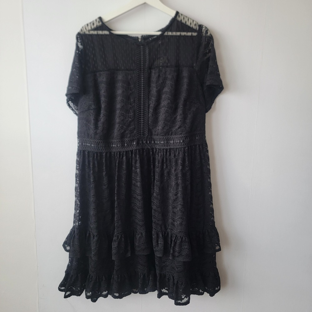 Lane Bryant women's Tiered Lace Ruffle Dress size 16 Dark Romantic Witchy lace